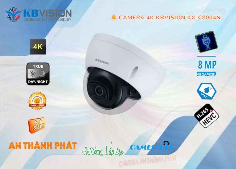 KX-C8004N Camera IP KBvision 8MP Lắp Trong Nhà
