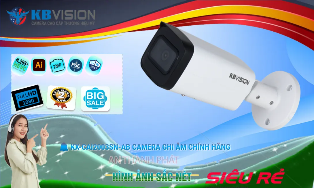KX-CAi2003SN-AB Camera IP Kbvision Ngoài Trời Ghi Âm