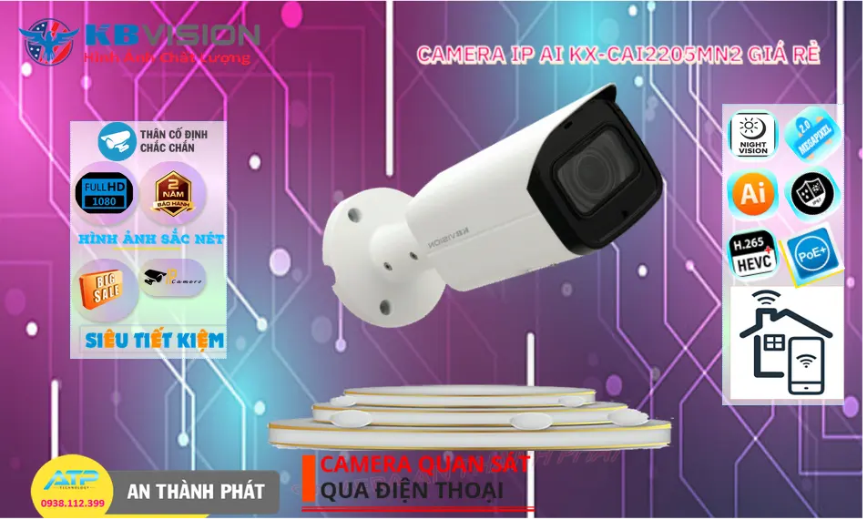 Camera IP POE KX-CAi2205MN2 KBvision Lắp Ngoài Trời