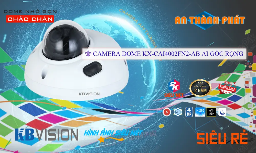 Camera IP  KBvision KX-CAi4002FN2-AB Chất Lượng 2K
