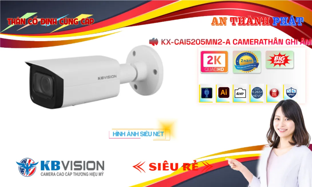 Camera IP KBvision Ngoài Trời 4MP KX-CAi4205MN2-A