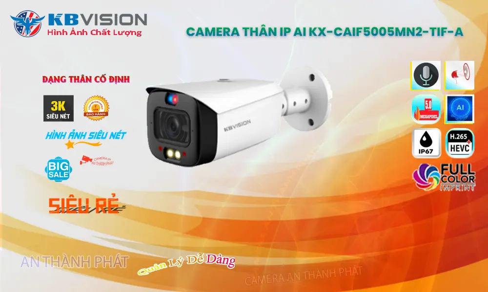 Camera IP KBvision KX-CAiF5005MN2-TiF-A Lắp Ngoài Trời 5MP