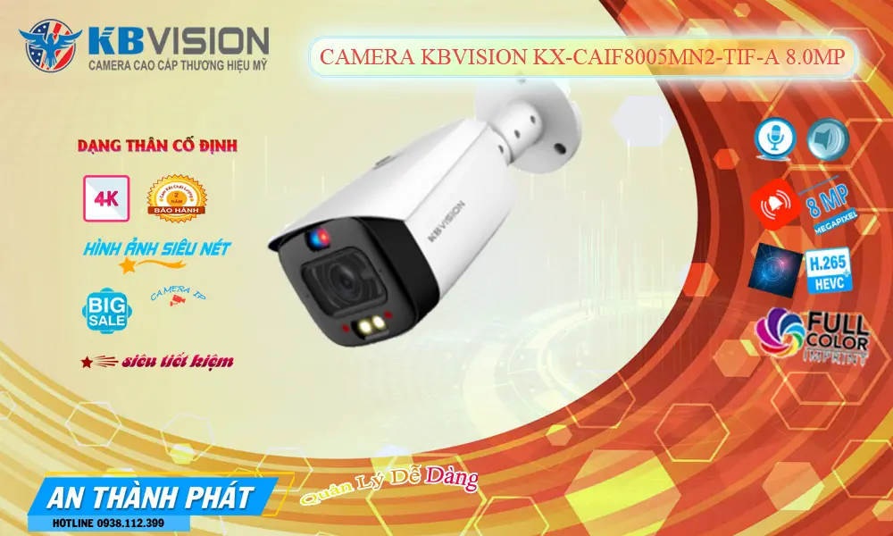 KBvision KX-CAiF8005MN2-TiF-A Camera Ngoài Trời 8MP
