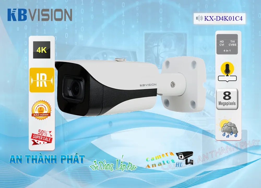 Camera KBvision Ghi Âm Chất Lượng 4K KX-D4K01C4