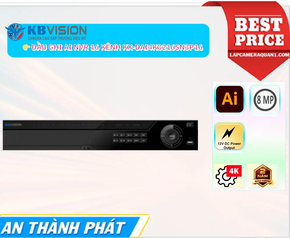 Đầu Ghi Hình 16 Kênh IP Hỗ Trợ 8 Cổng ePoE KX-DAi4K8216SN3P16 Đầu Ghi Hình 16 Kênh IP Hỗ Trợ 8 Cổng ePoE KX-DAi4K8216SN3P16