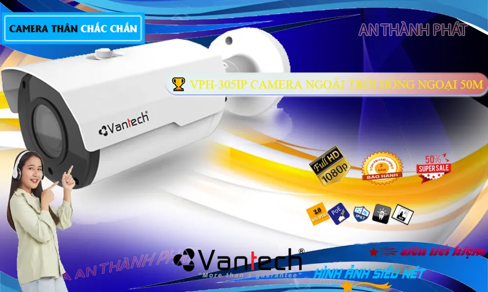 VanTech VPH-305IP Camera IP Ngoài Trời Full HD 1080P