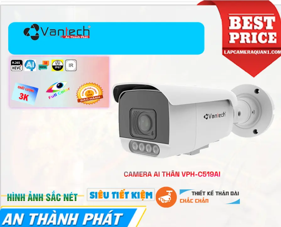 Camera IP VanTech 5MP AI Full Color VPH-C519AI