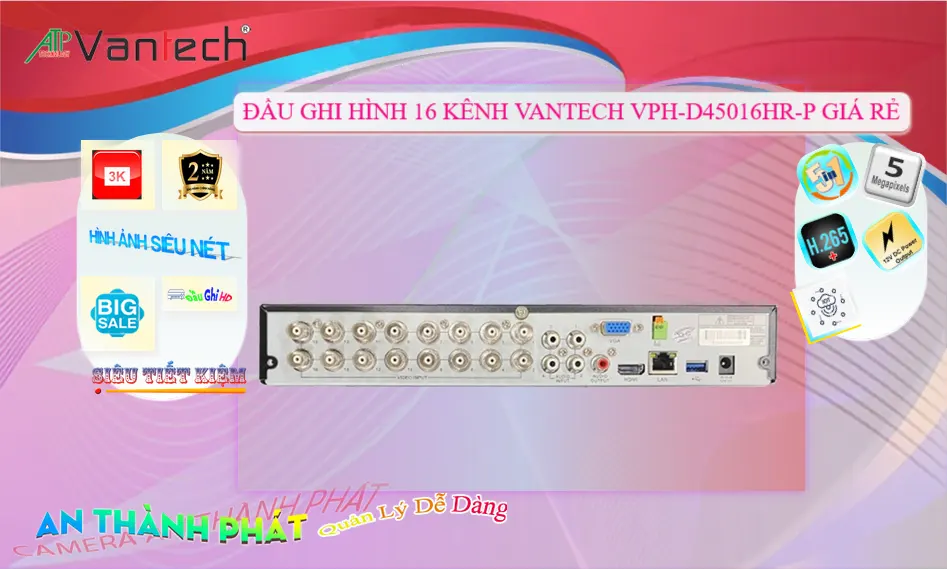 Đầu Ghi 16 Kênh 5MP Vantech VPH-D45016HR-P