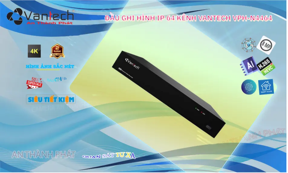 Đầu Ghi Camera IP 8MP VPH-N4464 VanTech Ai