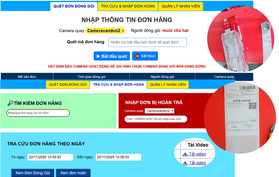 Các tính năng của giải pháp camera gói hàng
