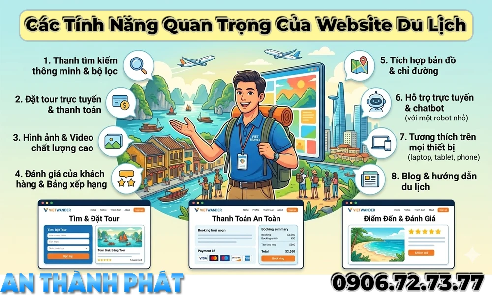 các tình năng cần có một web du lịch hoàn chỉnh hiện có theo xu hướng web 2026 
