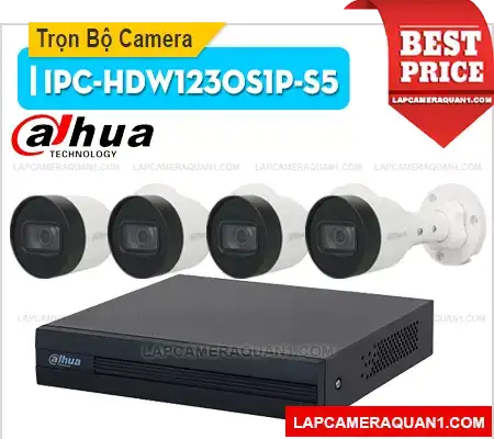 Bộ 4 Camera IP POE DH-IPC-HFW1230S1P-S5, DH-IPC-HFW1230S1P-S5, camera DH-IPC-HFW1230S1P-S5, lắp camera DH-IPC-HFW1230S1P-S5, lắp đặt camera DH-IPC-HFW1230S1P-S5