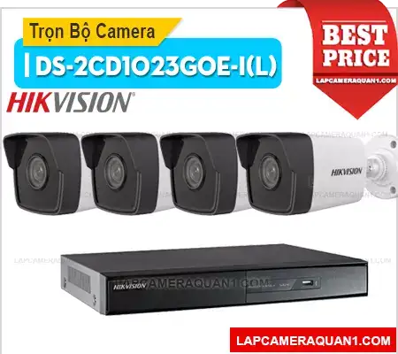 lắp camera IP trọn gói giá rẻ 4 cái hikvision DS-2CD1023G0E-IL