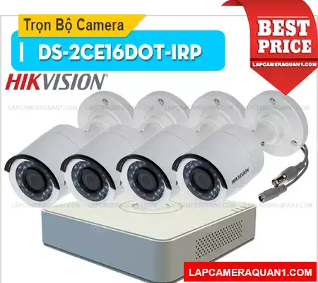 lắp camera Hikvision trọn gói giá rẻ 4 cái DS-2CE16D0T-IRP