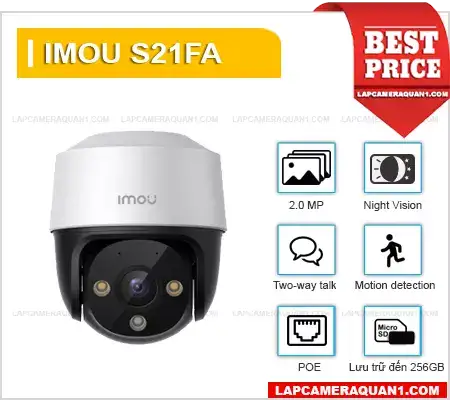 Lắp camera giá rẻ Imou S21FA hình ảnh Full HD 1080P quay xoay 360 hỗ trợ PoE lắp ngoài trời với nhiều chức năng công nghệ an ninh