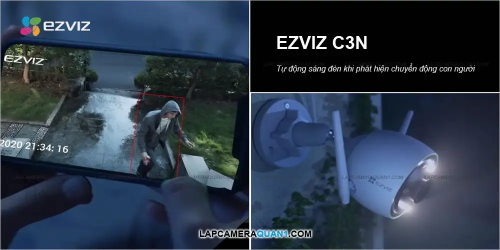 camera wifi Ezviz CS-C3N quan sát ban đêm 3 chế độ