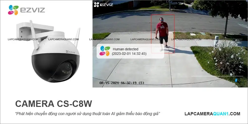 camera wifi ezviz cs-c8w phát hiện con người