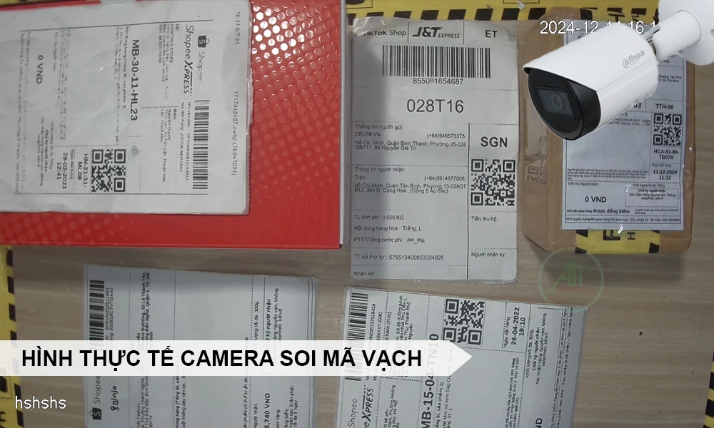 hình demo lắp camera soi mã vạch đơn hàng