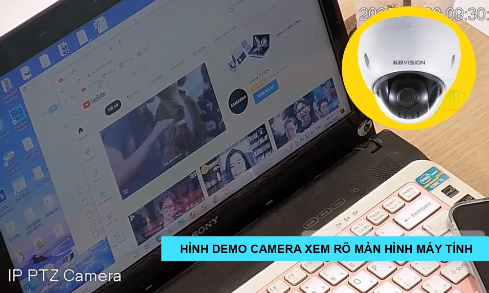 hình demo lắp camera nhìn rõ màn hình máy tính