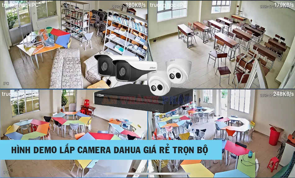 hình demo lắp camera Dahua giá rẻ trọn bộ