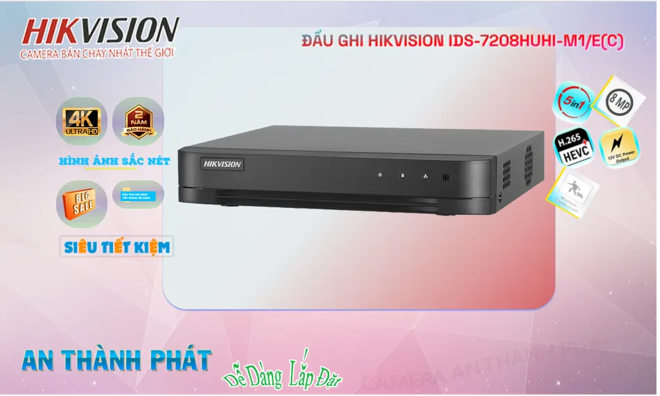 Đầu ghi 8 Kênh 8MP Hikvision iDS-7208HUHI-M1/E(C) Sắc Nét