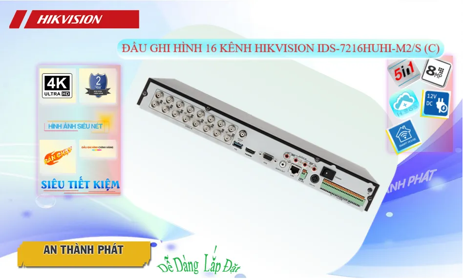 Hikvision iDS-7216HUHI-M2/S(C) Đầu Ghi 16 Kênh 8MP