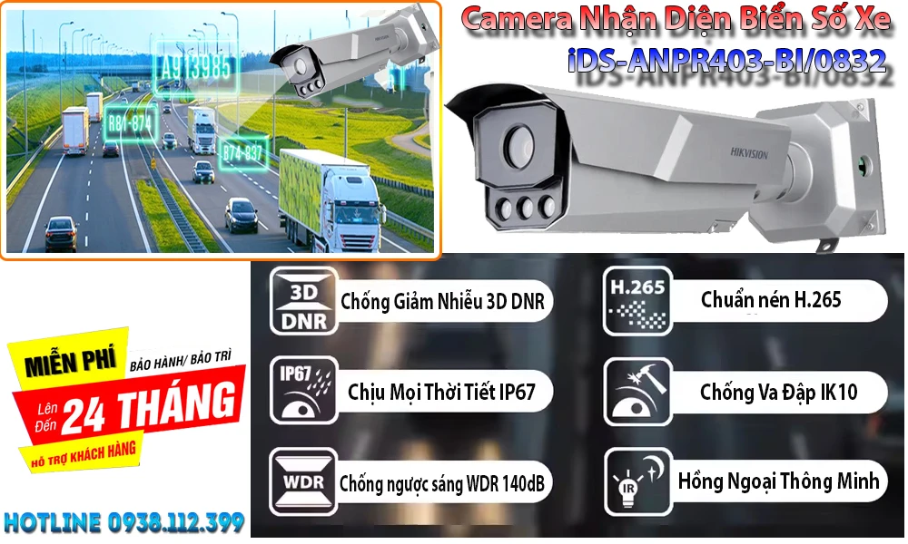 Camera Nhận Diện Biển Số Xe iDS-ANPR403-BI/0832