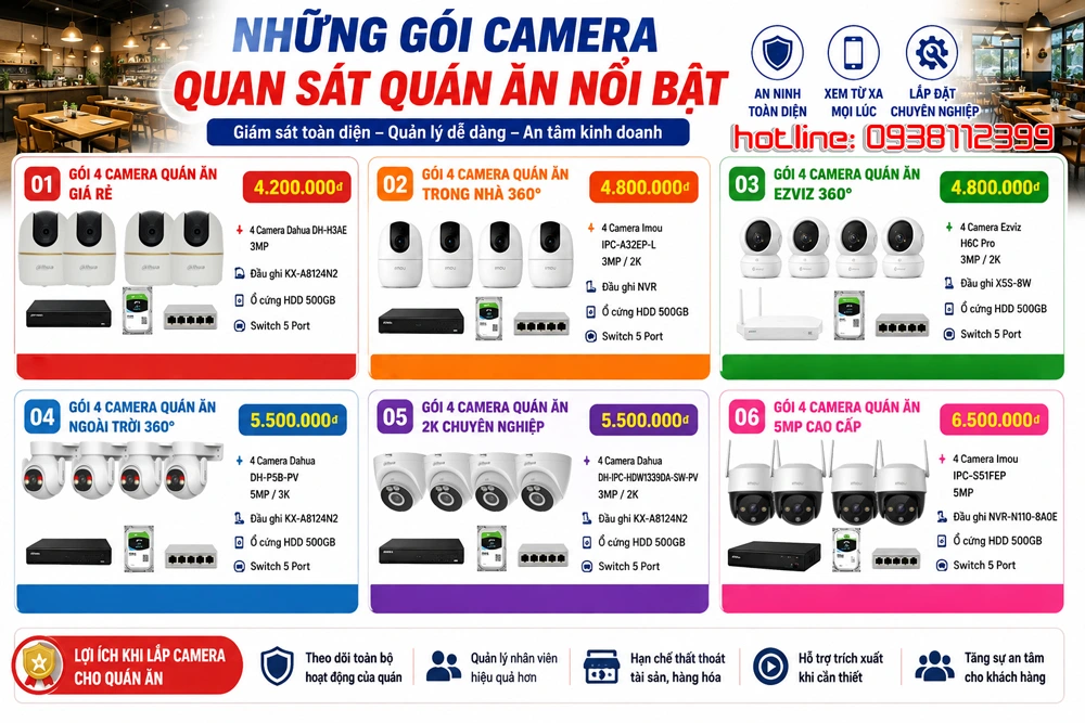 những mẫu camera quan sát quán ăn nổi bật chất lượng cao giá rẻ
