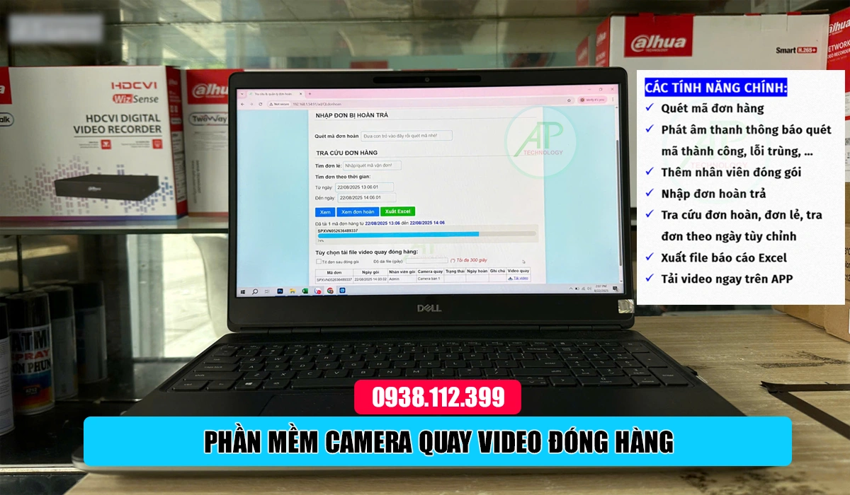 phần mèm camera quay đóng hàng