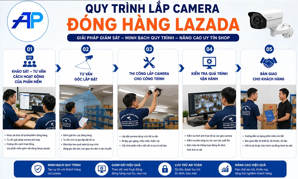 quy trình lắp camera đóng hàng lazada