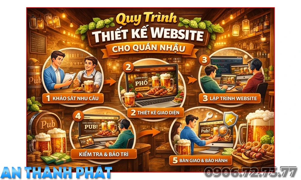 quy trình thiết kế web quán nhậu an thành phát phát triển