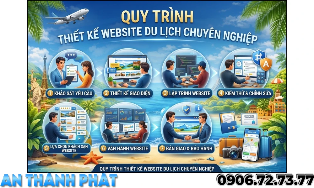 quy trình thiết kế web du lịch an thành phát cung câp cho khách hàng dễ theo dõi 