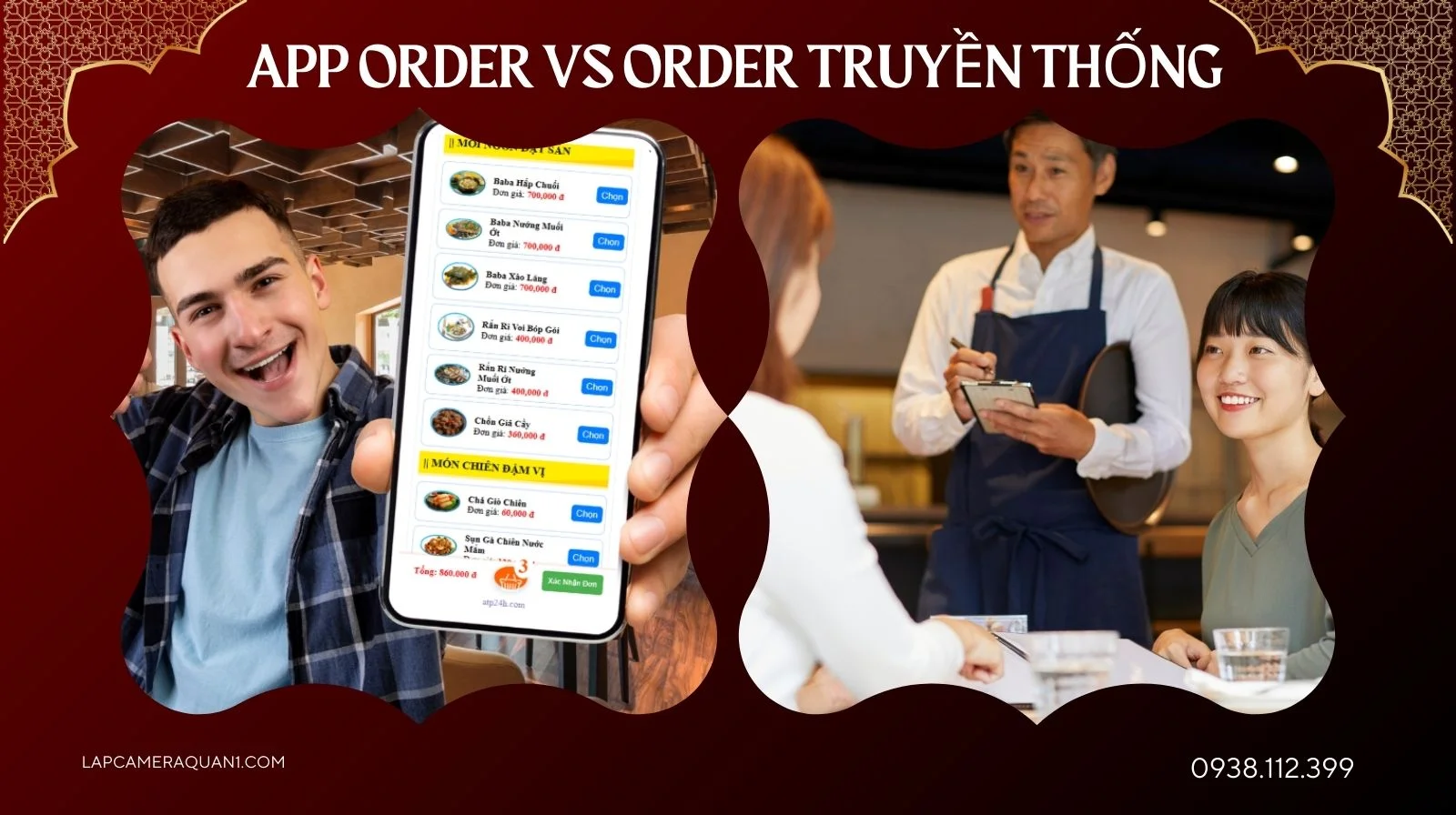 so sánh giữa dùng app order và thủ công 