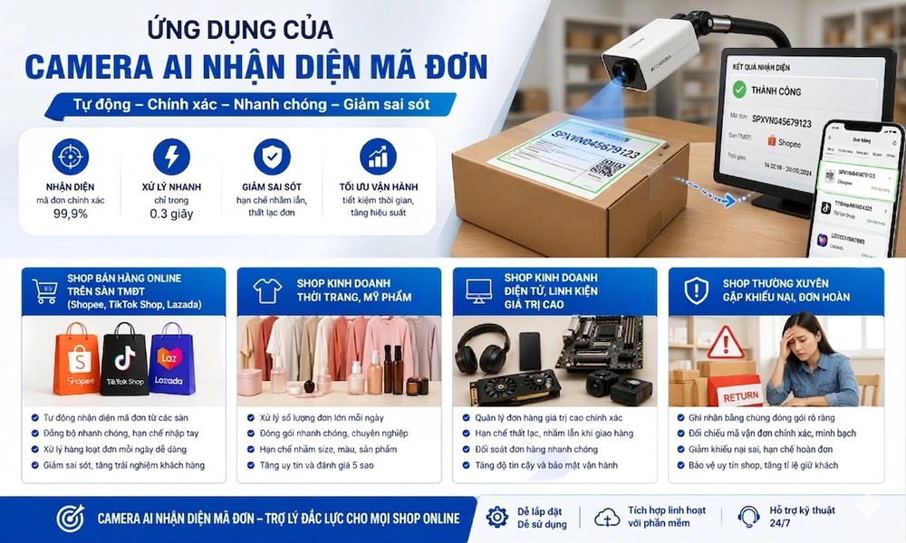 ứng dụng của camera ai nhận diện mã đơn